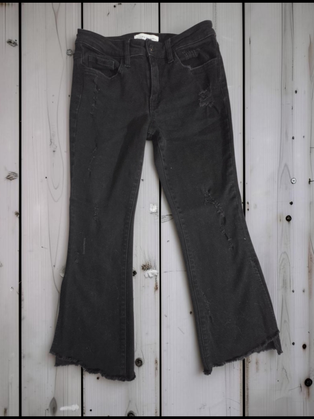 Flying Monkey Black Label  Distressed Cropped Flare Jeans Size 26 Raw Hem
